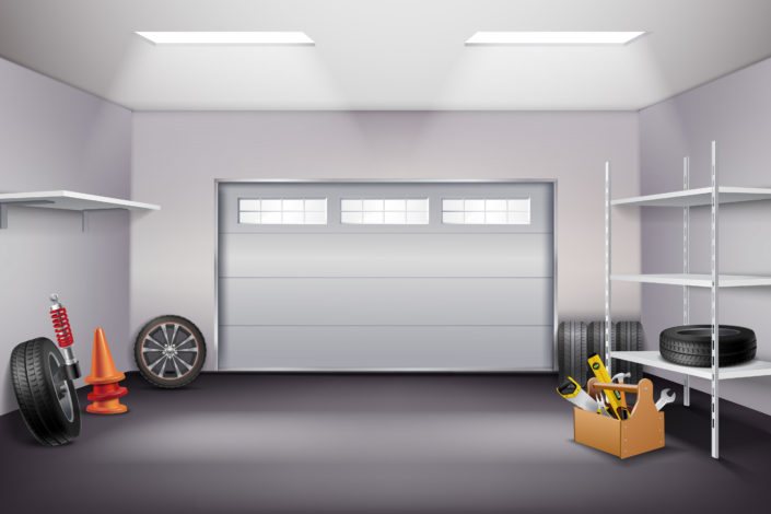 Garage Interior Realistic Composition Garage Storage Space